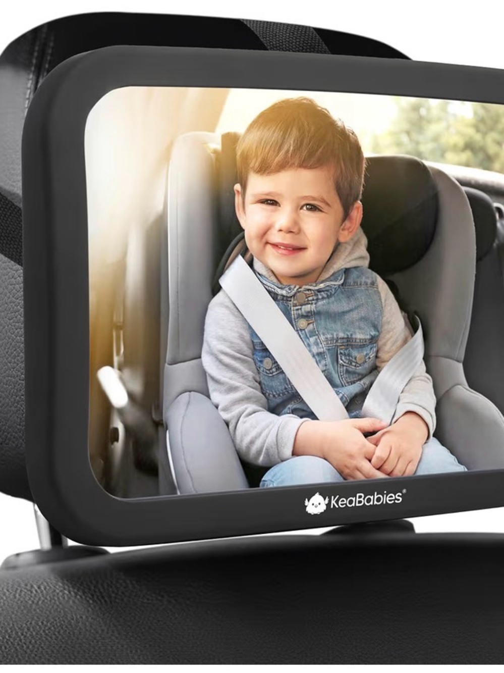KeaBabies Black Baby Car Mirror for Rear-Facing Seats - Shatterproof
